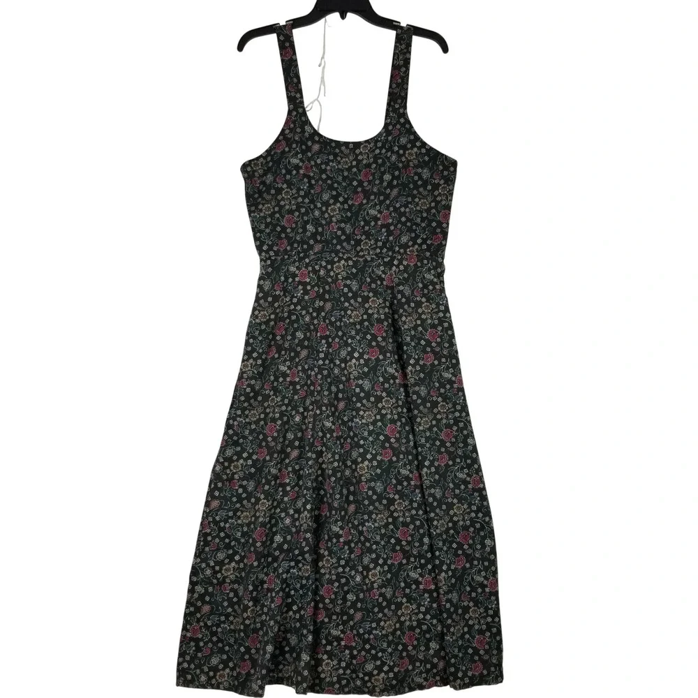 Woolrich Midi Dress Womens Medium Black Floral Tapestry Sleeveless 4368